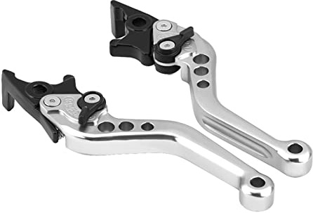 MUNEFE Motorcycle Brake Lever, Aluminum Alloy Short Brake Levers, Brake Lever Assembly for Most of Motorcycles,Scooters and Electric Bike(Silver)