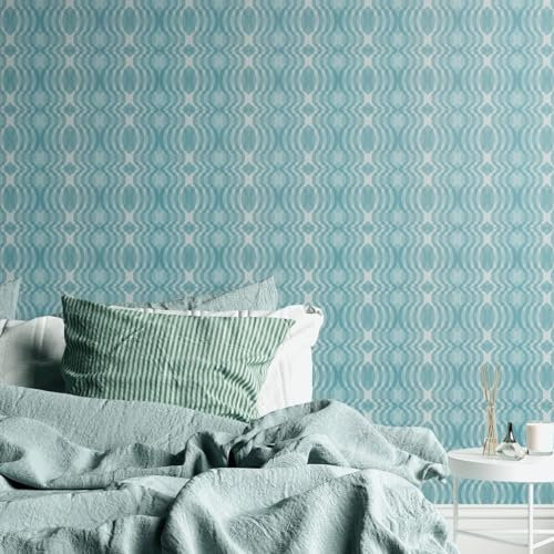 A.S. Création Retro Tapete 70er -Tapete Vintage Grafik Blau Creme Weiß Hellblau - A.S. Création Vliestapete Retro Chic 395342-8,50m x 0,53m - Made in Germany