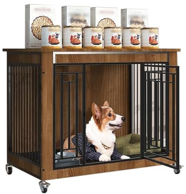 Holz Indoor Hundekäfig Schrank Multifunktional Hundehaus TV Schrank Tierkäfig Haustierkäfig für mittelgroße Hunde Tierkäfig mit abschließbarer Tür für Mittelgroße Kleine Hunde bis zu 60kg. (Color : W