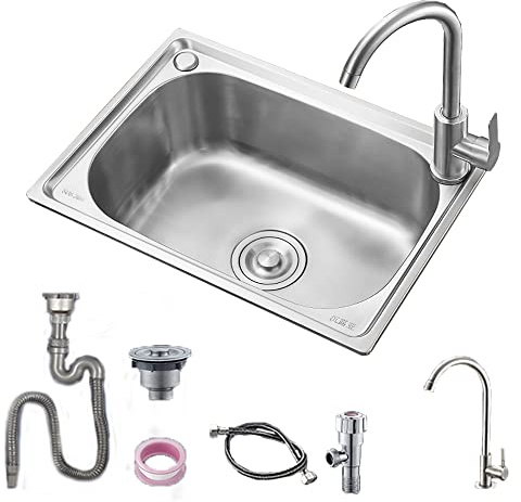 Lavello Cucina 1 Vasca, Mini Lavandino Cucina,Portatile Lavamani Installazione Da Incasso O Sottotop, Lavello In Acciaio Inox Stazione, Per Garage Giardino Camper Ristorante, Esterno, Una Lavanderia (