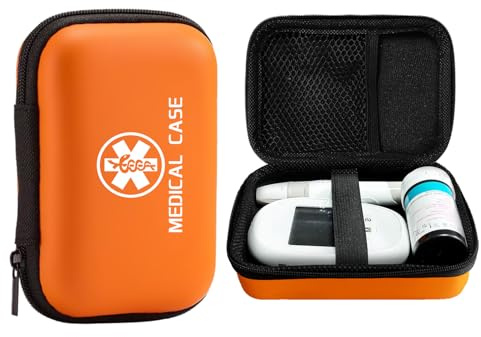 TINNALART Diabetes leveransfodral, resor blodsockermätare glucometer förvaringsväska, bärbar diabetes testkit fodral, orange (endast fodral)