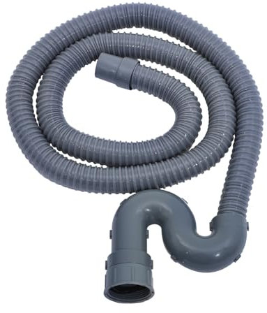 HOLIDYOYO Ablaufschlauch Für Geschirrspüler 2m Flexibler Waschbecken Abfluss Dunkelgrau Verschleißfest Mit Sicherer Schnalle Geeignet Für Küchen Und Waschküchenanschluss