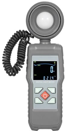 Medidor de luz Digital, medidor de iluminancia, rango de medición de temperatura ambiente de hasta 200.000 Lux, luxómetro, pantalla LCD a Color de dígitos Medición del brillo de la intensidad de la il