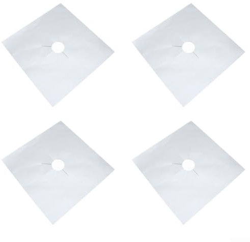 Set di 4 protezioni per fornelli a gas, non riutilizzabili, per mantenere la pulizia durante la cottura (4 pezzi, argento)