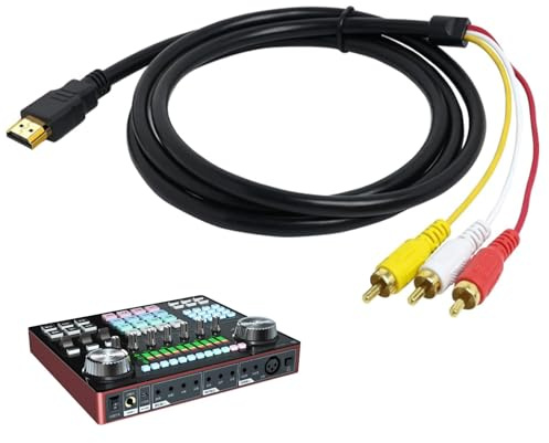 TASSFROO Câble HDMI vers RCA, HDMI Mâle vers 3 RCA 1.5M Câble H-D-M-I vers AV 1080P Convertisseur H-D-M-I vers A-V Audio Video TV Accessoire Pour Audio Vidéo TV HDTV Lecteur DVD