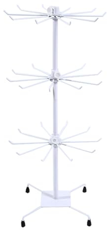 Espositore Girevole,Scaffale Espositivo In Metallo,Scaffale Rotante,Scaffali Verticali Per Negozi Al Dettaglio e Supermercati,Può Contenere Cappelli,Guanti,Sciarpe,Accessori,Ecc. (Bianco, 3 strati)
