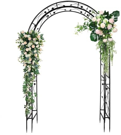 Bonnlo Arche de Jardin en Acier et Double Couche, Arche en Fer pour Plantes Grimpantes et Rosiers, Tonelle Jardin pour Mariages, Fêtes et Décorations Extérieures 215 x 150 x 60cm, Bronze (Noir)