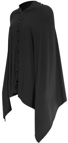 MERRYHAPY Breastfeeding Cover Nursing Scarf Poncho Lightweight Pure Black Button Closure Multifunctional Shawl for Moms Providing Privacy Protection Outdoors