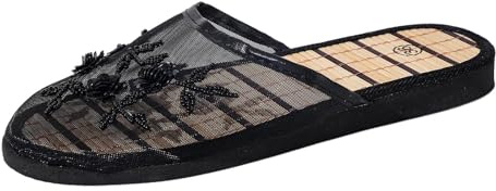 Generisch Chaussons brodés tendance pour femme avec dessus en maille pour l'intérieur et l'extérieur – Confortable pour le lit avec un design élégant