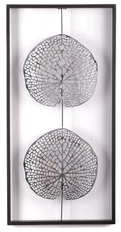 DESIGN DELIGHTS Metall WANDBILD Pure Leaves | antik-Silber/anthrazit, 61x31x2 cm, Metall | Skulptur, Wanddekoration