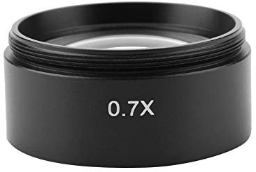 Stereomikroskope Objektivlinse, KP-0.7X Mikroskop Hilfsobjektiv Linse aus Metall, Aluminiumlegierung und Glaslinse, 48 mm Befestigungsgewinde