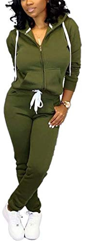 Nimsruc Jogging Suits for Women 2 Piece Tracksuit Long Sleeve Casual Hooded Zipper Pants Set Army Green XL