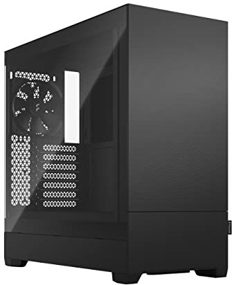 Fractal Design Pop Silent Black - Tempered Glass Clear Tint – Bitumen panel and sound-dampening foam – TG side panel - Three 120 mm Aspect 12 fans included - ATX Silent Mid Tower PC Case
