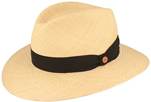 Mayser Original Panamahatt stråhatt av Ecuador – sommarhatt handgjord UV-skydd 60 bwz. 80 – hatt, vattenavvisande, okrossbar, Natur – svart band, 63