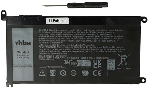 vhbw Akku Ersatz für Dell P58F, P58F001, P62F, P62F001, P69G, P69G001, RRJDX, T2JX4 für Notebook (3650 mAh, 11,4 V, Li-Polymer)