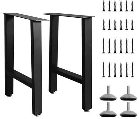 ITeeLas H Bench Legs 16 Inch Metal Coffee End Table Legs, Black Set of 2, 16 H x 11 W
