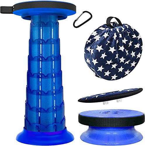 ALEVMOOM Tragbarer Klapphocker mit Kissen,Teleskophocker,Camping Hocker Zusammenklappbarer Hocker,für Draußen- und Drinnen-Aktivitäten, Wandern,Angeln,Tragfähigkeit 440lb mit Tasche Karabiner