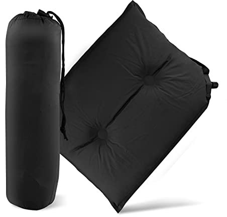 JNUYISW Selbstaufblasendes Camping Sitzkissen 40 x30 x3cm Ultraleicht Outdoor Thermokissen Stuhlkissen Stadion Thermo Kissen Isolierend (Schwarz)