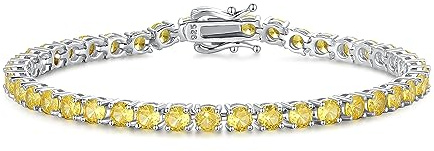 FANCIME Tennisarmband i massivt 925 sterlingsilver med safir/rubin/ametist/smaragd, romantiskt bröllop, brud, tennisarmband, gåva, smycken för kvinnor, flickor, bredd 4 mm, längd 18 cm