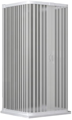 Dreiseitig faltbare PVC-Duschkabine, zentraler Eingang - 70x90x70