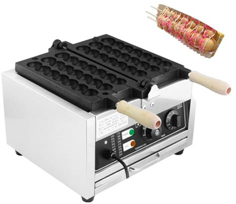 PJDDP Gofrera Bolas Comerciales 1400W, Máquina para Hacer Gofres Brocheta De Burbujas Eléctrica Antiadherente, Waffle Maker para Panaderías,Restaurantes,Quioscos, Control De Tiempo Y Temperatura
