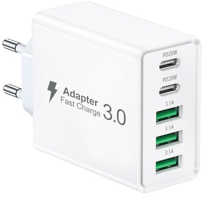 USB C Ladegerät, 5-Port USBC Netzteil Adapter Mehrfach für iPhone16 15 14 13 12 11 Pro Max SE 2020 XS XR X 8 7 6 Plus, Samsung, Schnellladegerät Handy Stecker Charger Ladestecker Ladeadapter