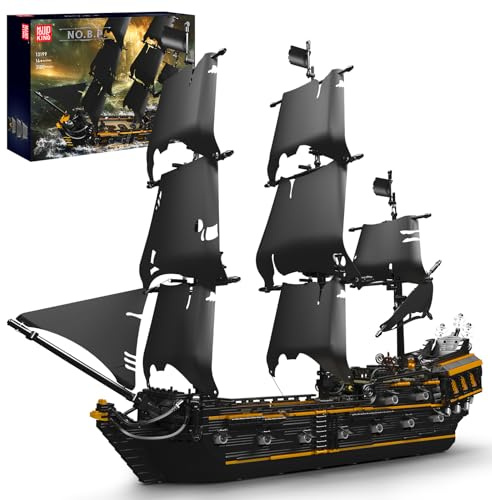 Mould King 13199 Black Pearl Piratenschiff Bausteine, 3180 Teiles MOC Segelschiff Spielzeug Modell, Technologie Klemmbausteine Bausätze Spielzeug Geschenke