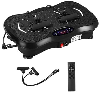 Plataforma vibratoria, fortalecimiento muscular y entrenamiento completo del cuerpo, 99 niveles de velocidad y 5 modos automáticos, placa vibratoria AVCE pantalla LED, soporta Bluetooth y USB