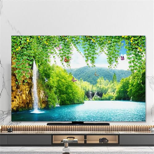 Hixingo Cubierta Antipolvo TV, Patrón Bosque 3D Cubierta Antipolvo Television 32-80inch Funda para Televisor Cubierta de TV Protector TV Protector de Televisión (65inch,Mariposa)