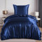 RUIKASI Satin Bettwäsche 135x200 Blau - Seidig Bettbezug mit Glanz wie Seiden Bettwäsche Set Dunkelblau für Haar und Haut, Glänzend Bettwäsche 135x200cm mit Reißverschluss und Kissenbezug 80x80cm