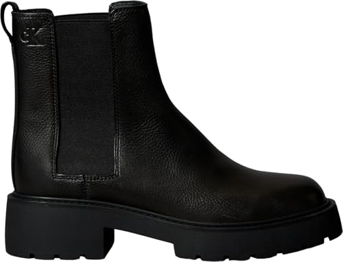 Calvin Klein Botines Chelsea Mujer Chunky de piel, Negro (Black), 39