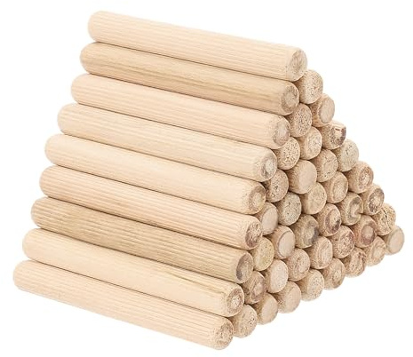 PATIKIL Clavijas De Madera De 1/2 X 4 (12 X 100 Mm), Paquete De 50, Clavijas De Madera Acanaladas Con Ranuras Rectas Para Muebles Puertas Proyectos De Artesanías