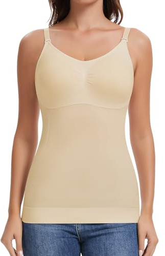Joyshaper Shapewear - Canottiera intima da donna, snellente, a compressione, senza cuciture, Beige/scollo a V, M