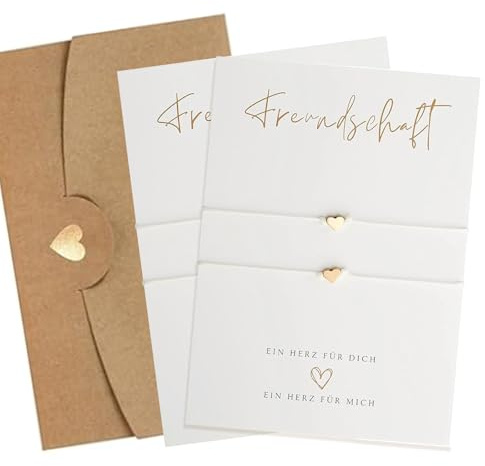 Freundschaftsarmband für 2 Beste Freundin Geschenke, Freundschaftsketten, Damen Mädchen Glücksbringer Herzchen Armkettchen Individuell verstellbare Ketten Danke Geschenk für Geburtstag Weihnachten