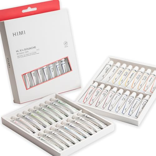 HIMI Juego de tubos de pintura Gouache con pigmentos ricos, pintura gouache, adecuado para principiantes, artistas y pintores aficionados (36 colores)
