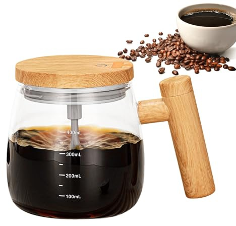 Tasse Électrique À Agitation Automatique – Tasse À Mélanger En Verre À Grande Vitesse De 400 Ml, Avec Couvercle | Ţasse Portable Et Auto-mélangeuse, Avec Poignée, Pour Café, Lait, Chaud, Chocolat.