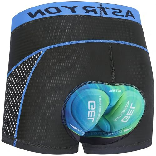 ASTRYON Cycling Shorts Mens 5D Padded Breathable MTB Mountain Bike Underwear Liner, Quick Drying Shockproof Black