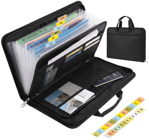 NEWYES Fireproof A4 Expanding File Organiser 13 Pocket Document Bag | Portable Fire Resistant Waterproof A4 Document Storage Folder Box for Home Office