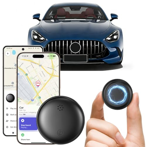 GPS Coche Localizador, Magnetismo Localizador GPS Compatible con iOS y Android, Sin Suscripción/Tarjeta SIM, Posicionamiento Global, Resistente al Agua IP67, para Coches, Motos, Llave, Mascota etc.
