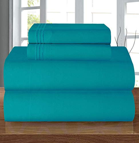 Elegant Comfort Parure de lit 4 pièces en Microfibre de qualité hôtelière 1500, Infroissable, Drap-Housse avec élastique Tout Autour, Poche Profonde jusqu'à 40,6 cm, lit Simple/lit Simple XL,