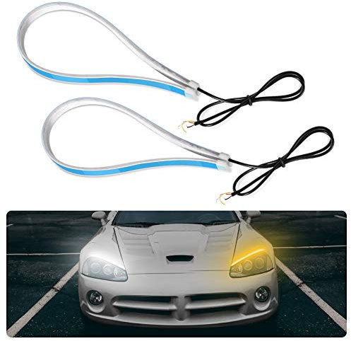 EBTOOLS Feux de Jour LED 60cm Voiture Tube Souple Bande Lumière Clignotants