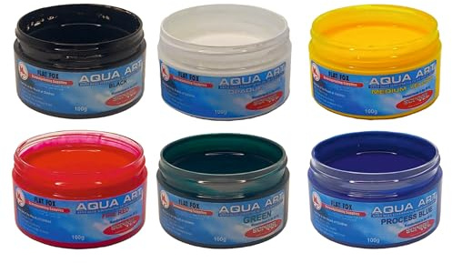 Aqua Art Paper and Board Water Based Screen Printing Ink - Basic Colours Set of six (100g)