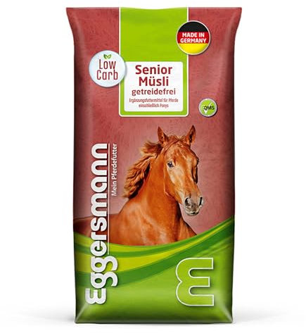 Eggersmann Pferdemüsli Senior getreidefrei - 15kg Natürliches getreidefreies Pferdefutter mit erhöhtem Energiegehalt - Pferdefutter ideal für stoffwechselkranke Pferde