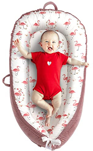 Baby Nest,Baby Lounger for Cosleeping-Portable Ultra Soft Breathable Newborn Lounger for Napping and Traveling (Pink)