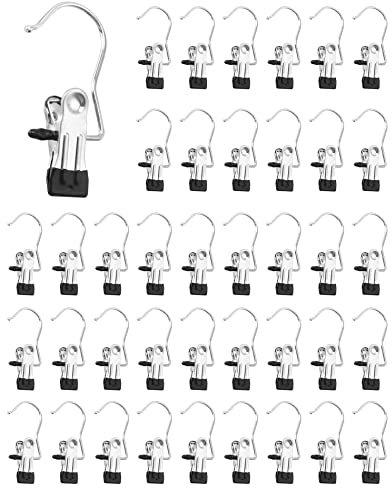QWORK® 40PCS Cintres Pinces INOX, Crochet à Linge Portable pour Pantalon, Chaussures, Serviette, Chaussettes