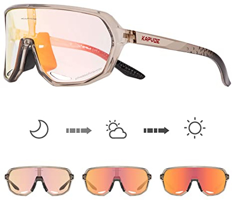 KAPVOE Photochromic Cycling Glasses for Men Women Mountain Bike Sunglasses Black Sports Goggles UV Protection