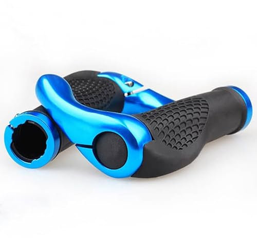 Ezweiji Fahrradgriffe Ergonomisch, 22mm Fahrrad Griffe/Lenkergriffe mit Aluminium-Doppel-Lock-On-Design, Universal Fahrradlenker Griffe für MTB-Mountainbike,Elektrofahrrad,BMX,Faltrad u.s.w.(Blau)