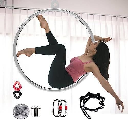 CMYUN Aerial Hoop Ring Home Gym Aerial Hoop Set, Tanz-Fitness-Akrobatik-Lyra-Reifen-Ring, Edelstahl Kunst Yoga Ring mit Zubehör, Yoga-Reifen für Erwachsene 85/90/95cm (Size : Diameter-90cm(35 1/2))