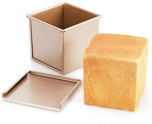 Yannjie Mini stampo per pane con coperchio, capacità impasto, rivestimento antiaderente, rettangolare, piatto per toast, per cuocere al forno, cuocere al forno