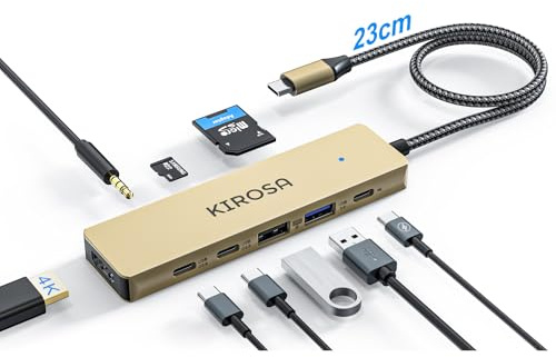 Hub USB C Docking Station: 9-in-1 Adattatore Multiplo con 4K HDMI USB3.0 Type-C PD 3.5mm AUX e TF/SD, Docking Station USB C Compatibile con i Dispositivi MacBook Pro/Air iPad iPhone Surface Book ecc.